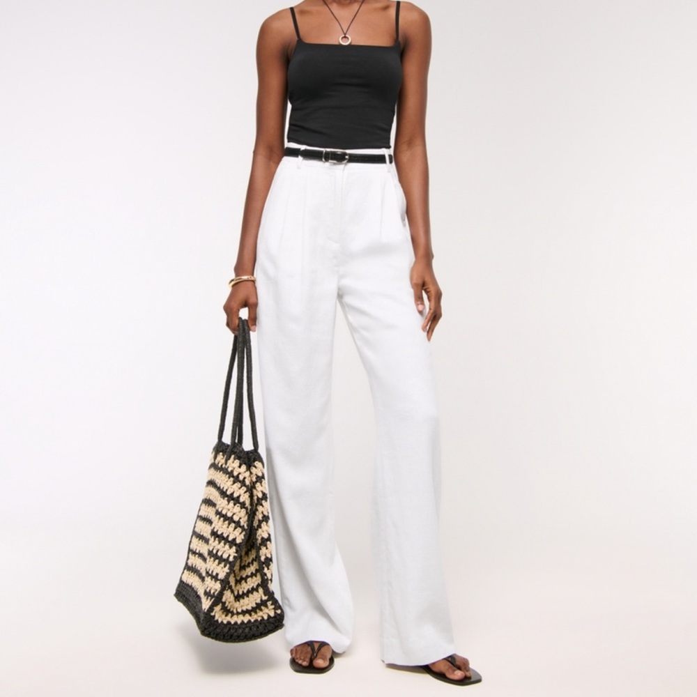 Abercrombie & Fitch Sloane Linen-Blend Wide Leg Pants